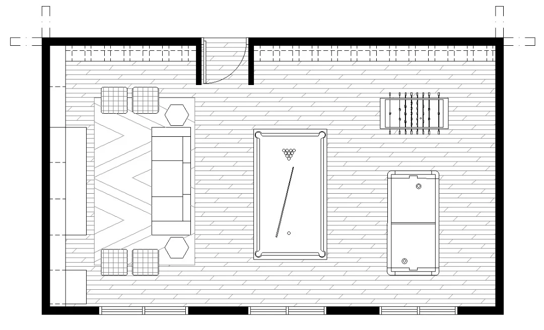Game room floor plan with pool table